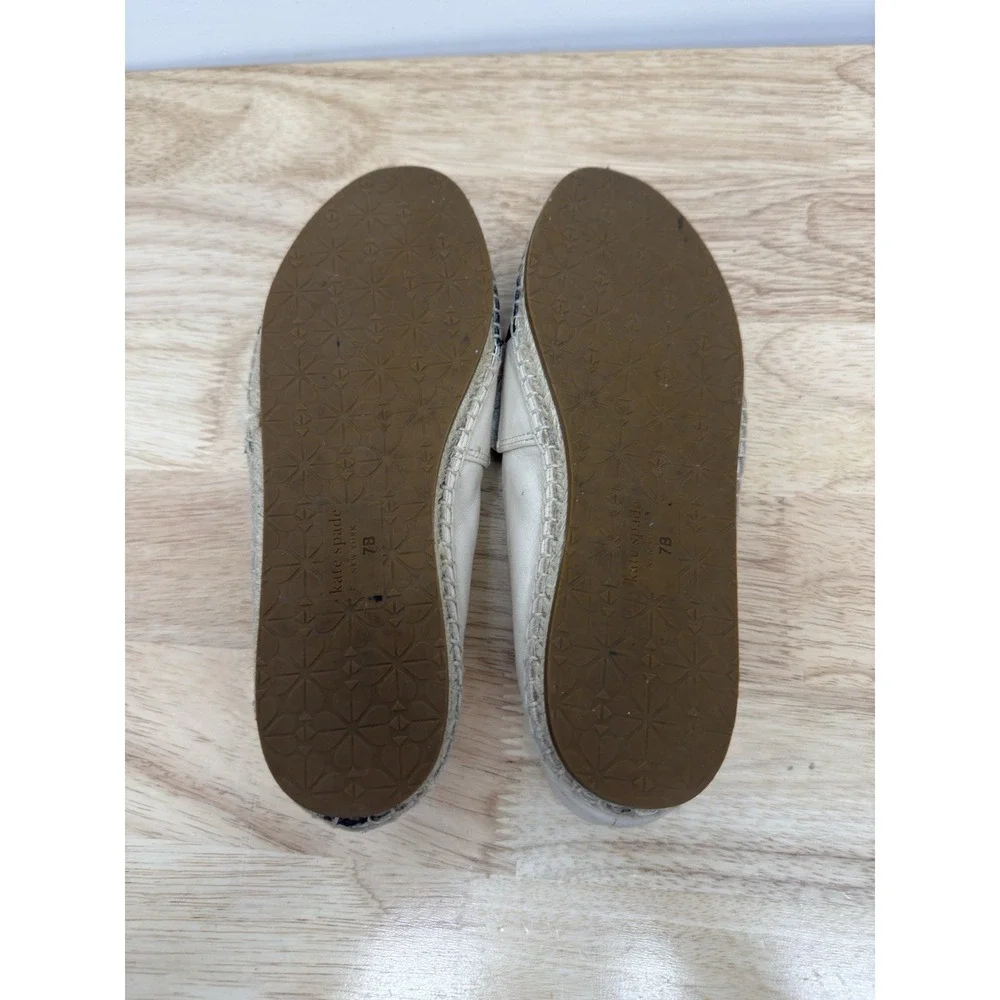 Kate‎ Spade Garden Espadrille Slip-On Flats Loafers Ivory Black Size 7B #43